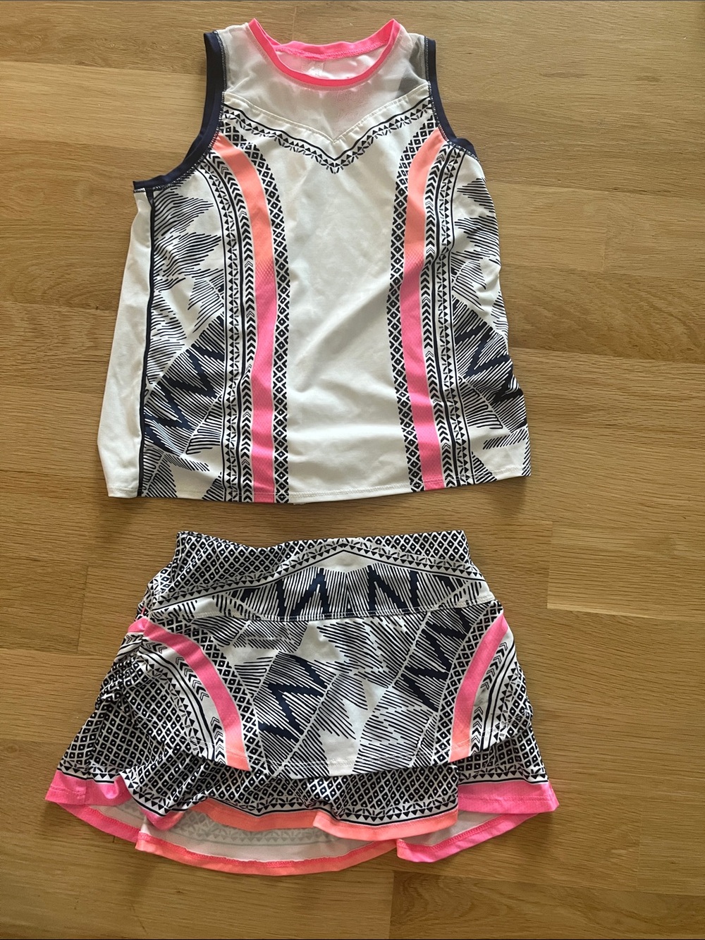 Lucky in Love White Tank & Skort Set with Pink and Navy Accents